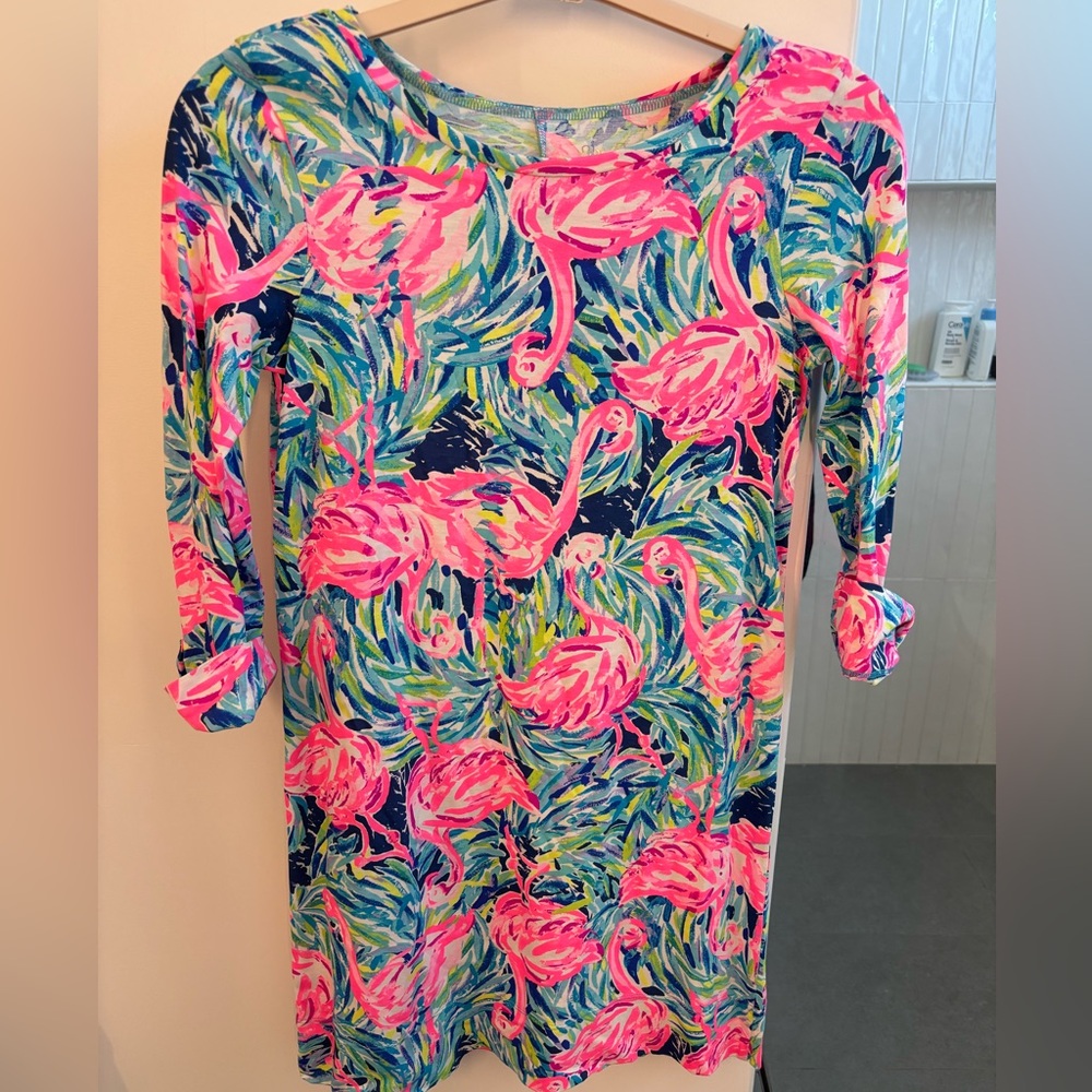 Lilly Pulitzer Pink and Blue Tropical Dress 🦩